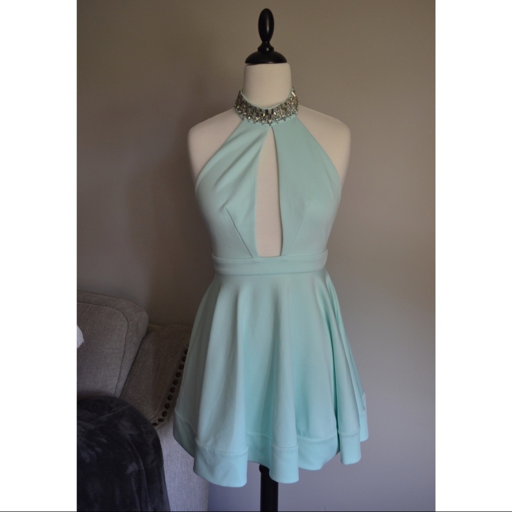 Sexy Sky Blue Mini Dress